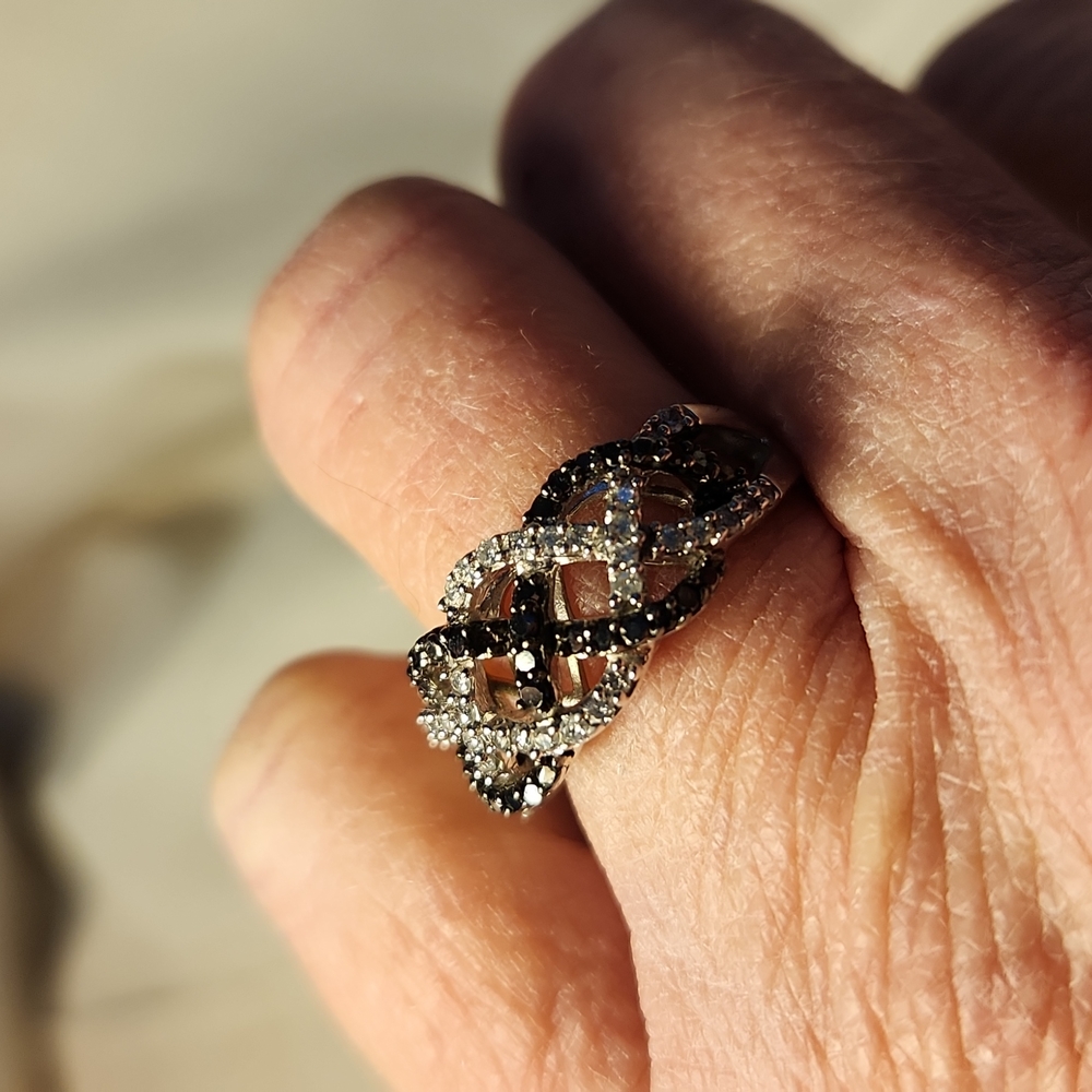 Sterling Braided Diamond Ring